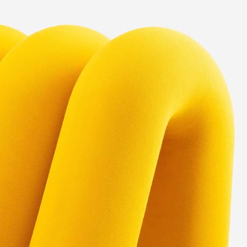 Canapé droit Extra Bold Sofa tissu jaune / 3 places - L 224 cm (12 tubes) - Moustache - Jaune - Acier, Laine, Mousse haute résilience