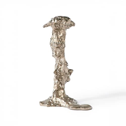 Drip Large Candle stick metal silver / H 25 cm - Pols Potten - Silver-plated - Aluminium