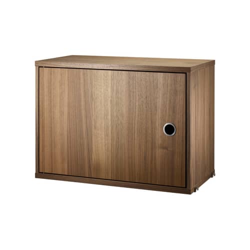 Cassettiera  legno marrone / 1 Porta a battente - L 58 x P 30 x H 42 cm - String Furniture - Noce - Pannello truciolare impiallacciato