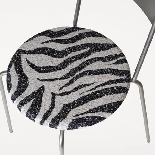 Chaise empilable Petit Rond INDOOR métal / Assise tissu zèbe - Frama  - Acier brossé / Tissu zèbre - Acier inoxydable brossé, Tissu