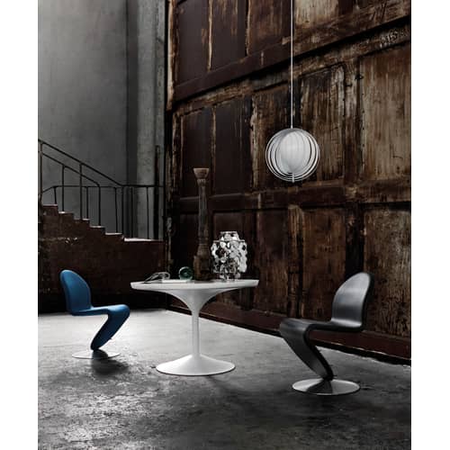 Chaise rembourrée 123 tissu gris beige / Exclu web - Verpan - Taupe - Aluminium brossé, Laine, Mousse de caoutchouc
