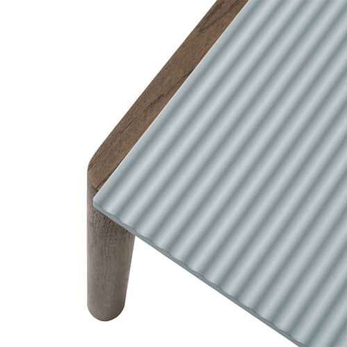 Couple Coffee table ceramic blue / 84.5 x 40 x H 40 cm - Reversible stoneware tabletop - Muuto - Pale blue / Dark oak - Stained oiled oak, Stoneware