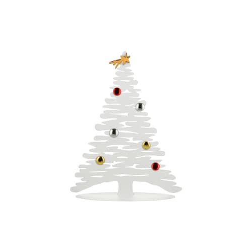 Décoration de Noël Bark Tree métal blanc / H 45 cm - Sapin en acier + 6 aimants colorés - Alessi - Blanc - Acier, Porcelaine