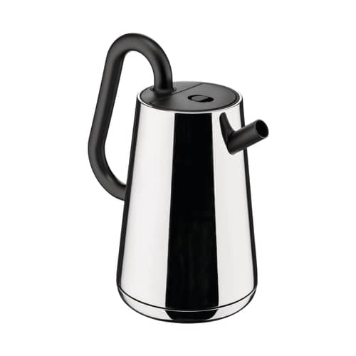 Toru Electric kettle metal / UK version - 1.7 L - Alessi - Polished steel / Black - Polished stainless steel, Thermoplastic resin