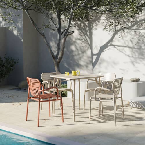 Fauteuil bridge empilable Week-end métal orange / Aluminium - Petite Friture - Corail - Aluminium