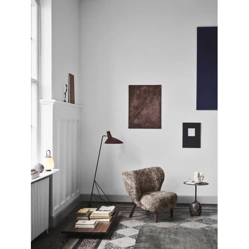Guéridon Lato LN8 métal marbre marron noir / Marbre - Ø 40 x H 50 cm - &tradition - Métal noir / Marbre brun - Acier peint, Marbre
