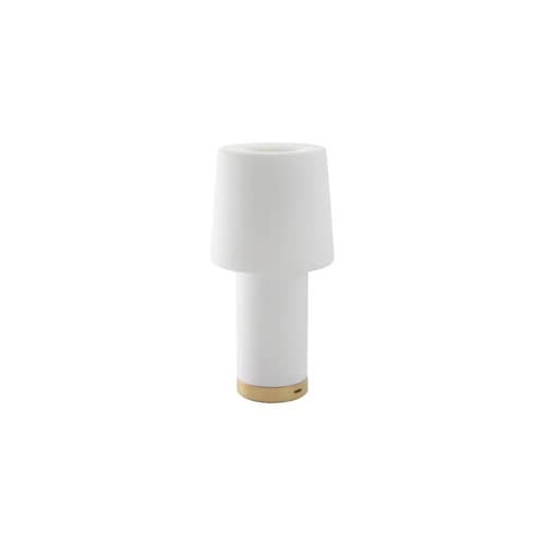 Kabellose, wiederaufladbare Außenlampe Cameo LED glas weiß - Fontana Arte - Gold / Weiß glänzend - Galvanisiertes Metall, geblasenes Glas