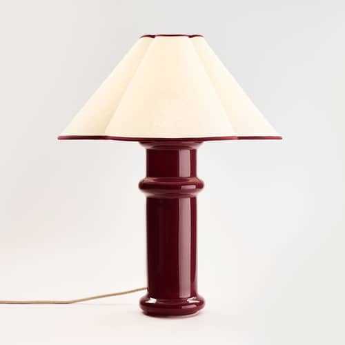 Lampe de table Heath céramique rouge / H 61 cm - TALA - Rouge profond - Céramique, Coton