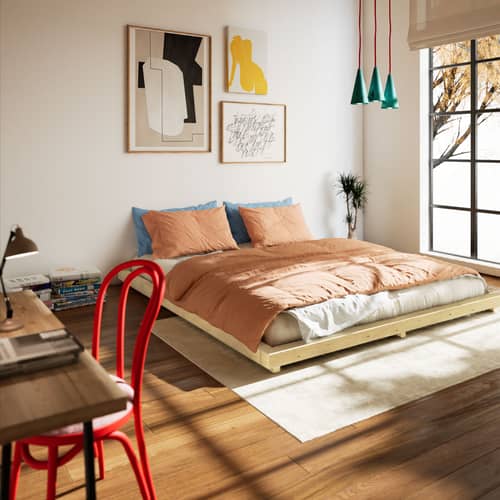 Lit double Dock / Pour matelas 160 x 200 cm - KARUP DESIGN - Pour matelas 160 x 200 - Pin massif certifié FSC