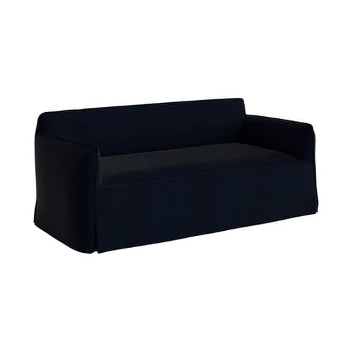 Canapé droit Mimi tissu bleu / 2,5 places - L 190 cm - Hay - Bleu noir (tissu Turf) - Bois, Mousse de polyuréthane, Tissu