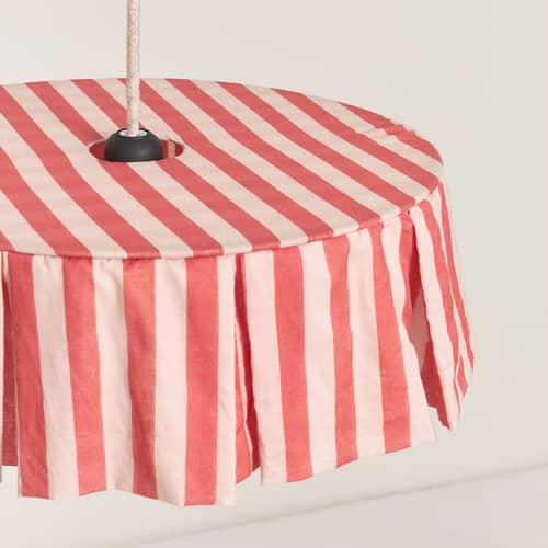 MÖBELZUBEHÖR Vibes textil rot / Ø 40 x H 12 cm - Baumwolle Voile - NOBODINOZ - Rot / Gestreift - Bio-Baumwollvoile, Eisen