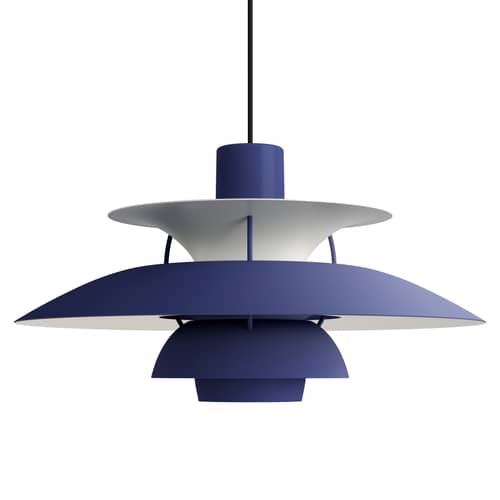 Pendelleuchte PH 5 metall blau / Ø 50 cm - Poul Henningsen, 1959 - Louis Poulsen - Monochrom Indigo Puder - lackiertes Aluminium
