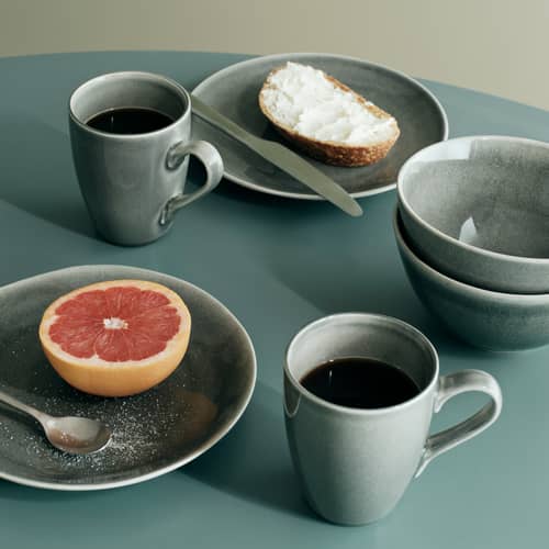 Set vaisselle Nordic Rain / Service petit-déjeuner pour 2 personnes - 6 pièces - BROSTE COPENHAGEN - Gris - Grès émaillé