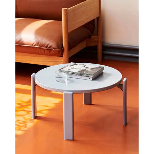 Table basse Rey / By Bruno Rey x Dietiker, 1971 - Ø 66,5 x H 32 cm - Hay - Bleu clair - Contreplaqué de hêtre, Hêtre massif
