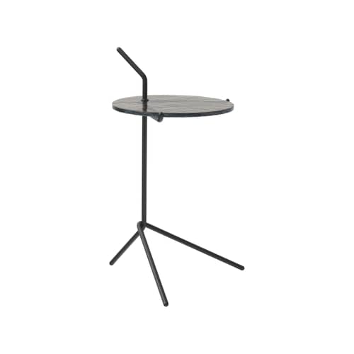 Table d\'appoint Halten SH9 verre gris - &tradition - Verre fumé / Piètement noir chaud - Acier, Verre coulé