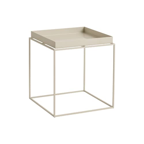 Table d\'appoint Tray métal beige / 40 x 40 x H 44 cm - Hay - Beige - Acier thermolaqué