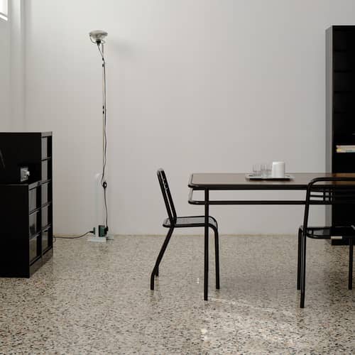 Table rectangulaire UD bois marron / 180 x 90 cm - 8 personnes - Tolix - Chêne marron / Brun noir - Acier inoxydable, Chêne teinté
