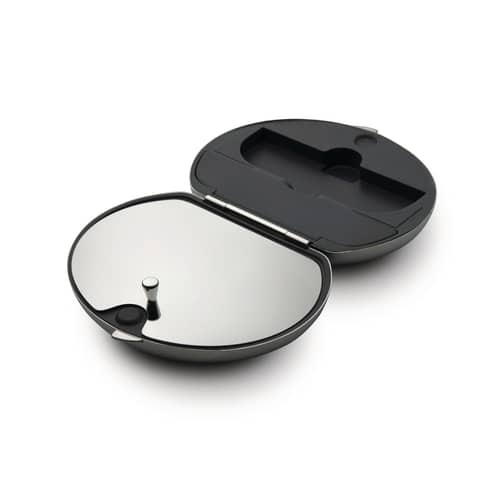 Set cigarettes à rouler Taboo métal / Boîtier en acier - Ø 10 cm / Seconde vie - Alessi - Acier - Acier inoxydable, Résine thermoplastique