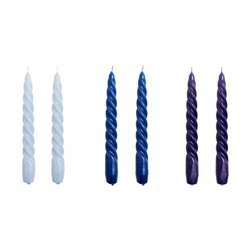 Set de 6 bougies longues Twist - Hay - Bleu clair / Bleu / Violet - Paraffine