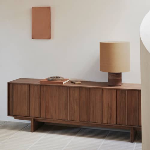 Buffet Pillar bois marron / L 220 x H 70 cm - Ethnicraft - L 220 cm / Teck brun - Teck massif teinté