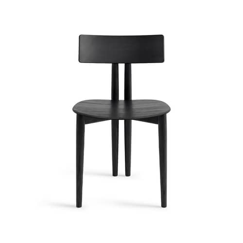 Chaise Binata bois noir - Zanotta - Noir - Contreplaqué plaqué frêne, Frêne massif
