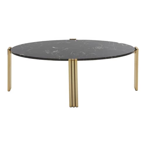 Tribus Coffee table stone black gold / 92 x 47 x H 35 cm - Marble - AYTM - Black marble / Gold - Marble, Steel