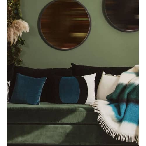 Coussin Lune tissu bleu / Velours - 50 x 30 cm - Maison Sarah Lavoine - Bleu Sarah - Fibre silicone, Velours
