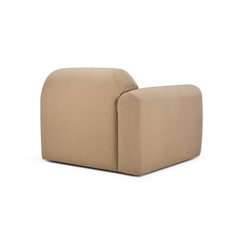 Divano modulabile Bulky tessuto beige / Modulo Bracciolo destro - Ethnicraft - Bracciolo destro / Chiaro beige seppia - Fibra, Legno, Schiuma PU ad alta densità, Tessuto