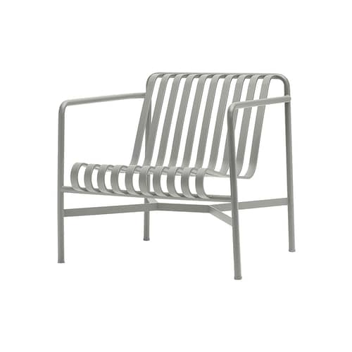 Fauteuil bas Palissade métal gris / Dossier bas - Bouroullec, 2016 - Hay - Fauteuil / Gris clair - Acier laqué époxy