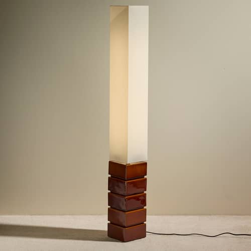 Lampadaire Tower / H 129 cm - Maison Sarah Lavoine - Noisette - Céramique émaillée, Coton