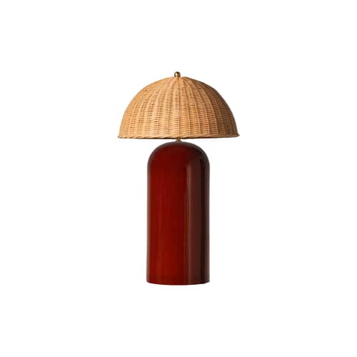 Lampe de table Arvin Large / H 61 cm - Vincent Sheppard - Bordeaux / Rotin - Céramique, Laiton, Rotin