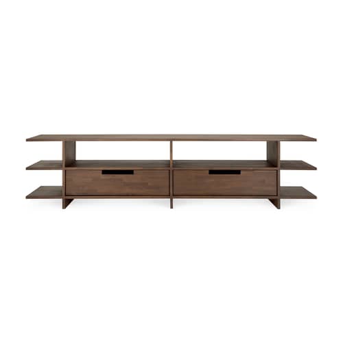 Mobile TV Kabuki legno marrone / L 200 cm - 2 cassetti - Ethnicraft - Marrone Teck - Teak massello