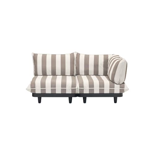 Divano da giardino a 2 posti Paletti set tessuto marrone / Bracciolo destro - L 190 cm - Fatboy - Divano a righe Cacao - Acciaio, Polietilene riciclato, Schiuma di poliestere, Tessuto Olefina