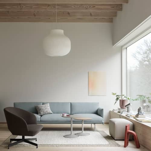 Strand Closed Pendant textile white / Ø 45 - Cocoon resin - Muuto - Ø 45 cm - Cocoon resin