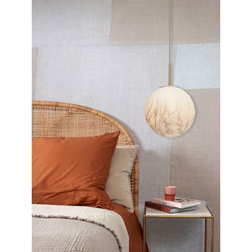 Suspension Carrara verre blanc or / Ø 28 cm - Verre effet marbre / Seconde vie - It\'s about Romi - Blanc effet marbre / Or - Métal, Verre
