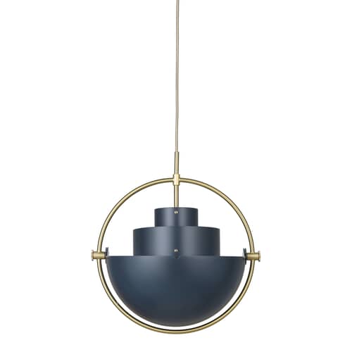 Suspension Multi-Lite Large métal bleu / Ø 36 cm - Modulable & orientable / Réédition 1972 - Gubi - Bleu nuit / Cercle laiton - Métal