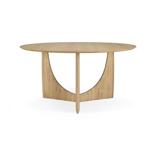 Table ronde Geometric bois naturel / Ø 150 cm - 8 personnes - Ethnicraft - Chêne naturel - Chêne massif huilé