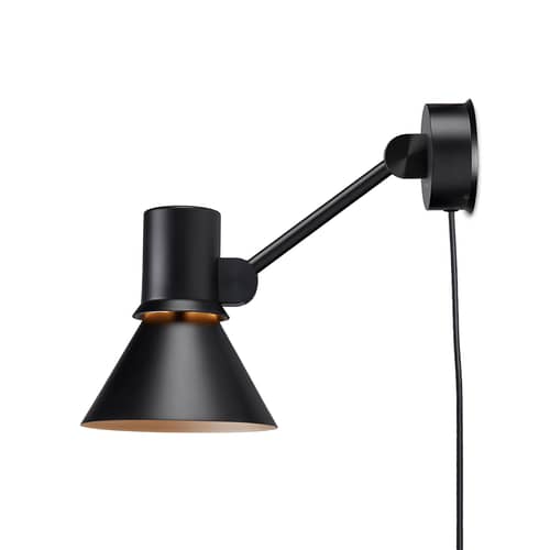 Type 80 W2 Wall light with plug metal black / Articulated arm - Mains power - Anglepoise - Black - Aluminium, Cast iron, Steel