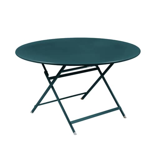 Klapptisch Caractère metall blau / Ø 128 cm / 7 Personen - Fermob - Acapulcoblau - bemalter Stahl