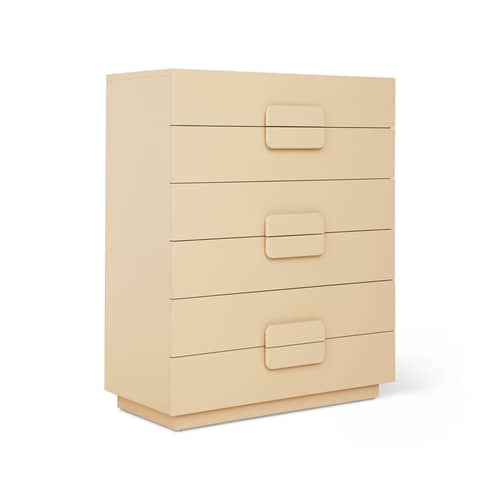 Comò Spacious legno beige / L 80 x P 40,5 x H 98 cm - HK LIVING - Crema - Legno laccato
