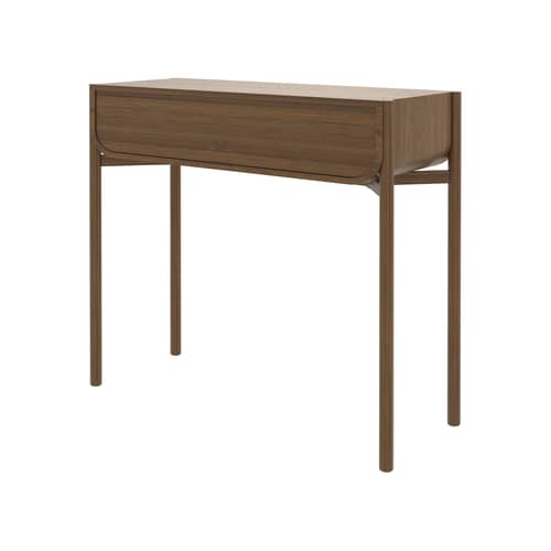 Console Marius bois naturel / Avec tiroir - L 100 cm - Hartô - Chêne teinté - Chêne massif teinté, Laiton, MDF plaqué chêne teinté