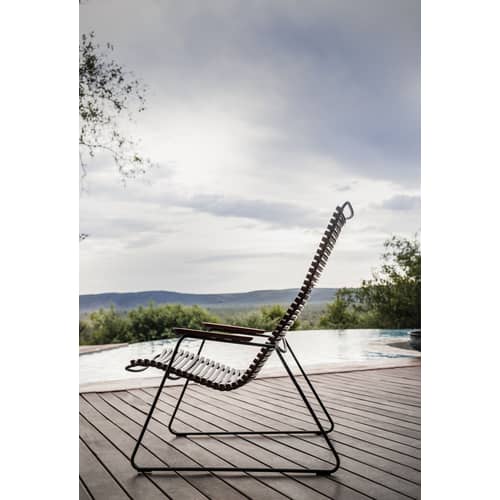 Fauteuil bas Click Lounge plastique beige / Dossier haut / Seconde vie - Houe - Sable - Bambou, Matière plastique, Métal