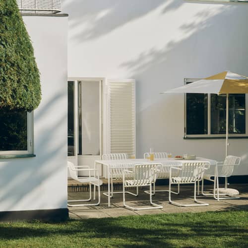 Fauteuil de repas Palissade Cantilever métal blanc / Large - Hay - Blanc crème - Acier thermolaqué