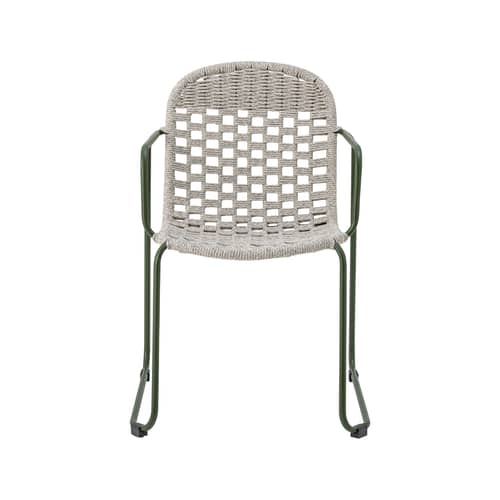 Fauteuil empilable Calana / Tressage polypropylène - Bloomingville - Gris / Vert - Corde polypropylène, Métal thermolaqué