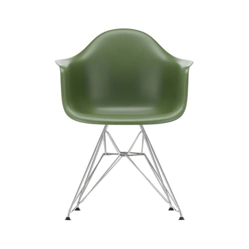 Fauteuil RE DAR - Eames Plastic Armchair plastique vert / (1950) - Pieds chromés / Recyclé - Vitra - Vert forêt / Pieds chromés - Acier chromé, Plastique recyclé post-consommation