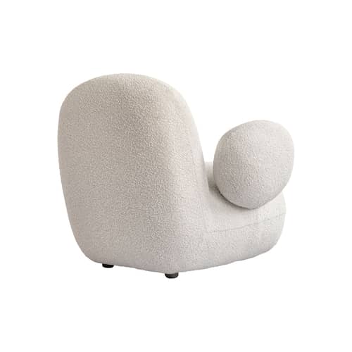Fauteuil rembourré Toe Flat tissu blanc / Avec accoudoirs - 101 COPENHAGEN - Blanc cassé (tissu bouclé) - Bois, Mousse, Tissu bouclé