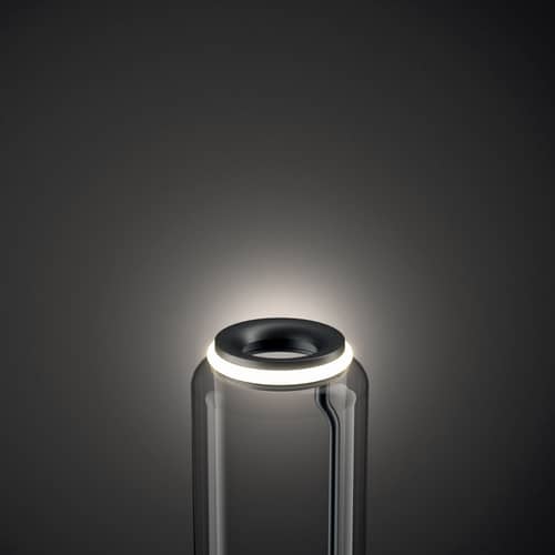 Lampadaire Noctambule Cylindre 1 verre transparent / LED - H 50 cm - Flos - H 50 cm / 1 cylindre - Acier, Fonte d\'aluminium, Verre soufflé