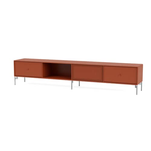 Meuble TV Octave VII bois orange / Avec pieds - L 183,6 x P 30 x H 36,6 cm - MONTANA - Hokkaido 162 - Acier, Acier perforé, MDF laqué