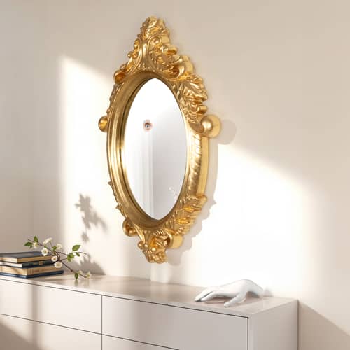 Miroir mural Reflecting - Ciclope / Ecran LCD animé avec oeil qui bouge - L 62 x H 85 cm - Seletti - Ciclope (1 oeil) / Doré - Écran LCD, Polyuréthane, Verre
