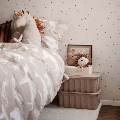musikalisches Mobile Lion textil beige / Ø 18 cm - Ferm Living - Natur - Leinen, Recyceltes Polyester, Wolle